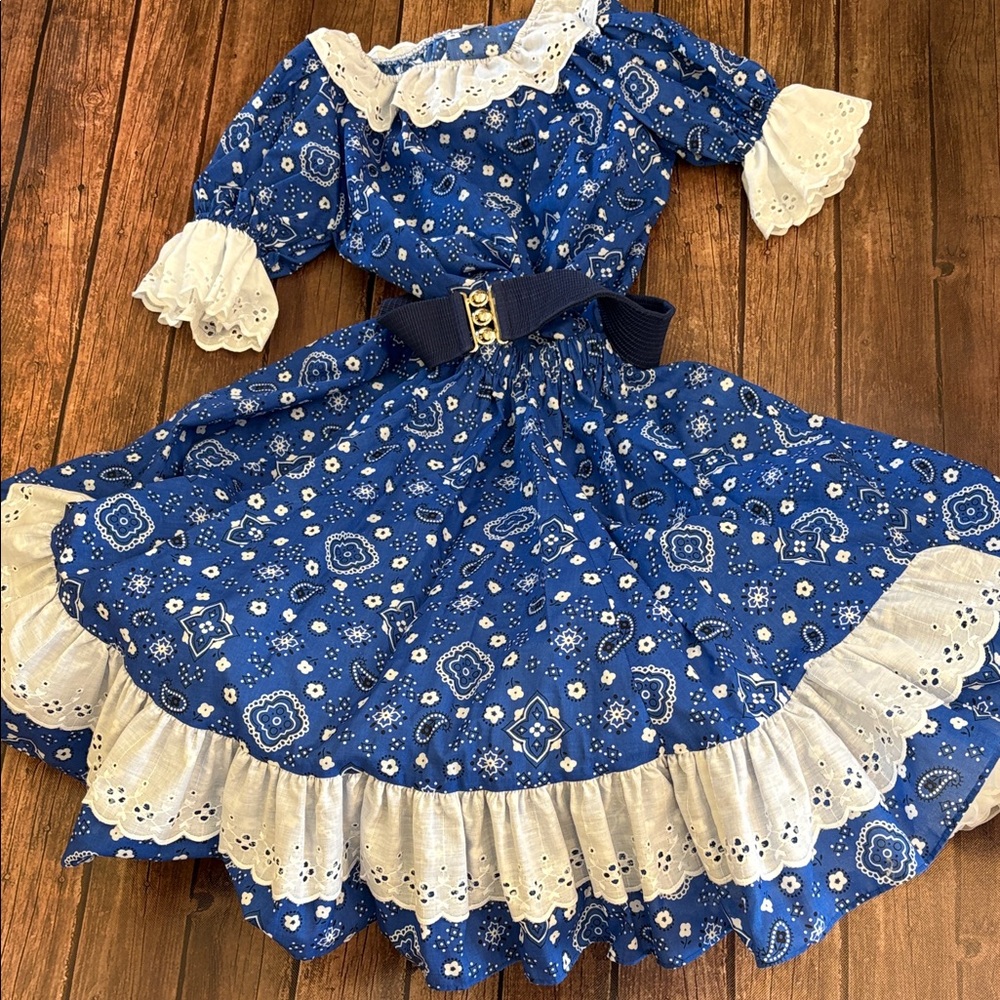 Pitchfork Brand 4 Piece Girls Square Dance Outfit with Petticoat (Sz XS/S)